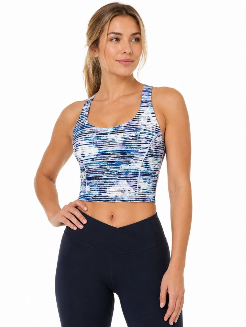 Lululemon Pure Practice Longline Sports Bra Blurry Belle Sea Mist Size 4